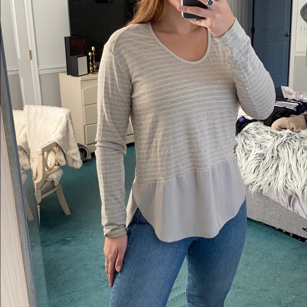 Casting Beige High/Low Striped Blouse